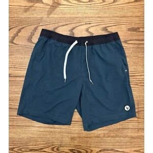 Vuori Men's Large Dark Blue Kore Shorts Lined 7" Inseam Athletic Performance